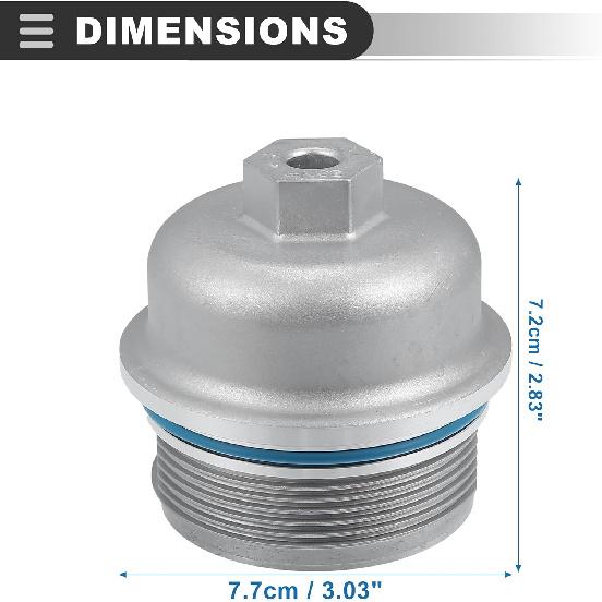 Motoforti Engine Oil Filter Housing Cover, for Cadillac CTS 2.8L 3.0L 3.6L 2004-2015, Metal,Silver Tone