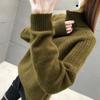 Women's  Knitted Loose Pullover Sweater Thickened Sweater High Collar Shirt Solid Color Autumn/Winter