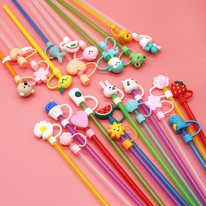 Dop de paie din silicon Reutilizabil etanș pentru băut Capac de praf Accesorii pentru pahare Cartoon