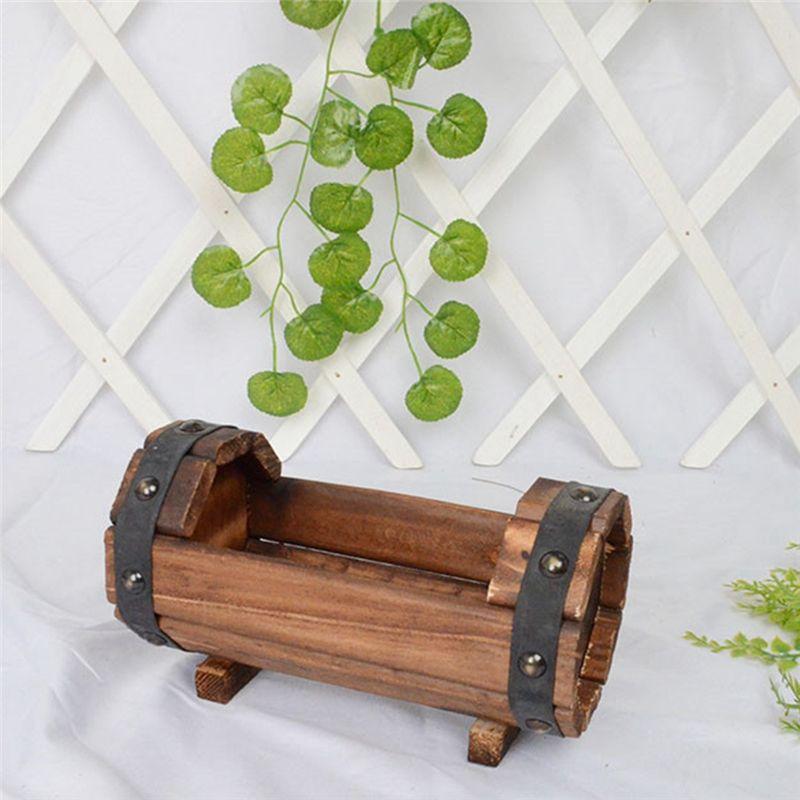 M-Modern-Wood Flower Pots Wedding Decoration Carbonized Antiseptic Wood Flower Boxes Balcony Succulents Wooden Flower Pots