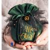 LINLIN Christmas Candy Bags, 2 Pcs Christmas Velvet Gift Bags Pouches with Drawstring Small Candy Bags for Christmas Party Snack Gift Ornaments