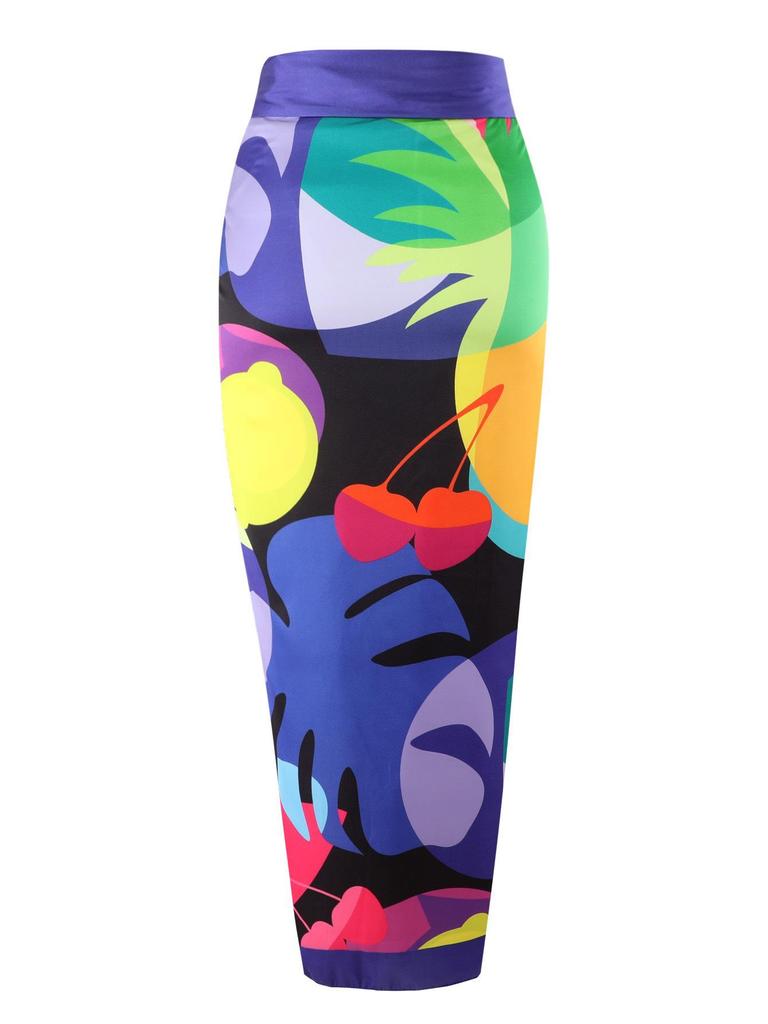Europäischer Print-Bikini 2025 mit Sonnenschutz-Gaze-Rock - Resort-Bademode
