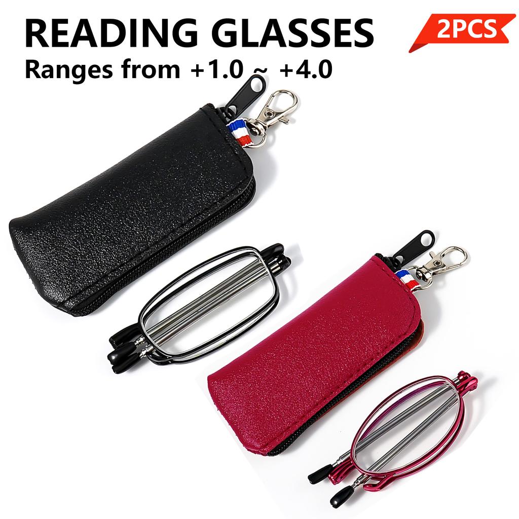 2pcs Men & Women - Foldable, +1.0 To +4.0 Strength, Oval Frame, Lightweight & Stylish Design, Perfect for Reading, Travel