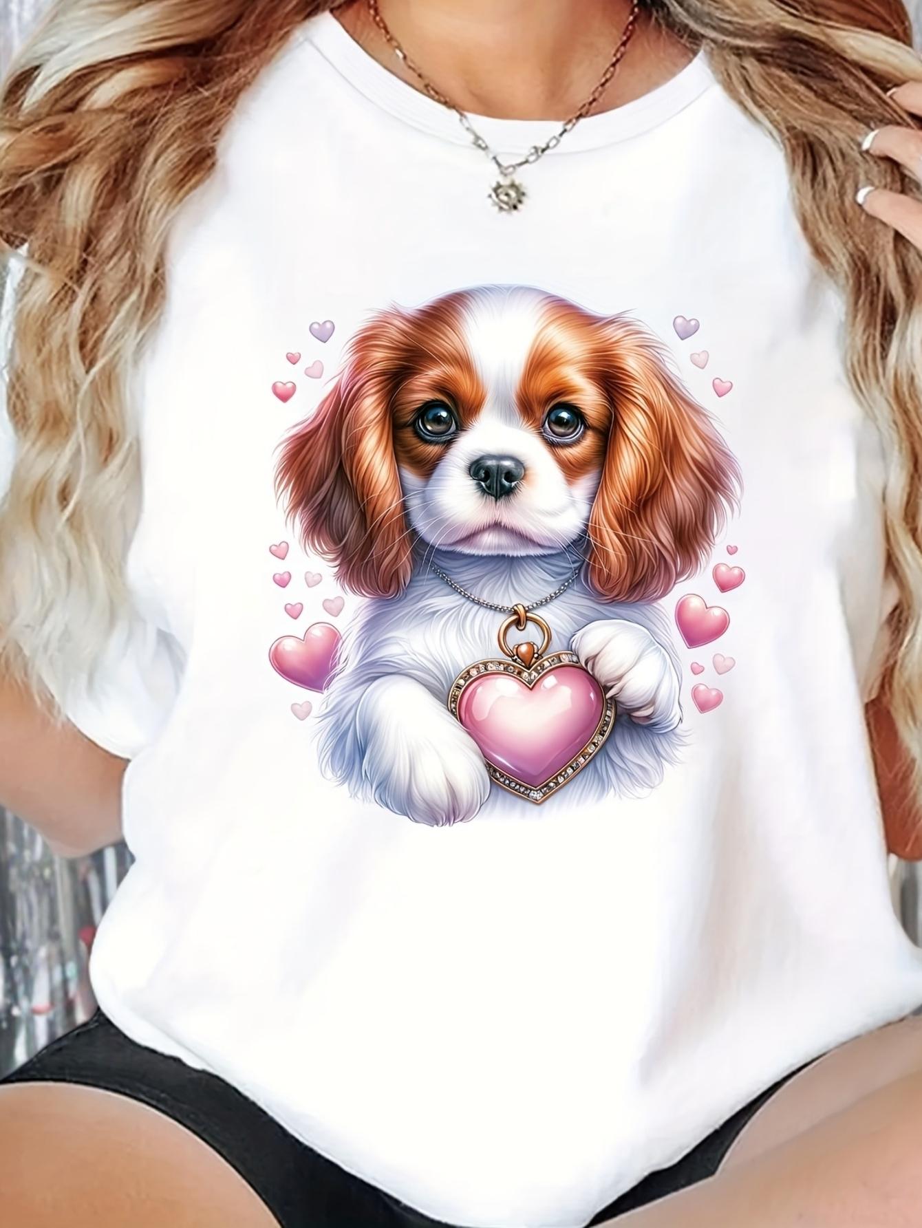 Cavalier King Charles Spaniel Heart Necklace T-shirt XXL