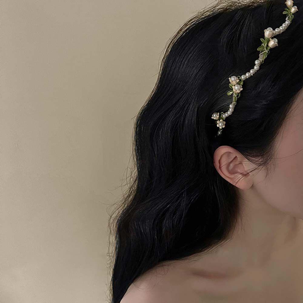 

Headpiece Headwear Korean Style Bell Orchid Hair Hoop Pearl Flower Headband Women Hair Accessories