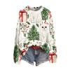 Women's Soft Christmas Print Crewneck Long Sleeve Sweater for Fall and Winter