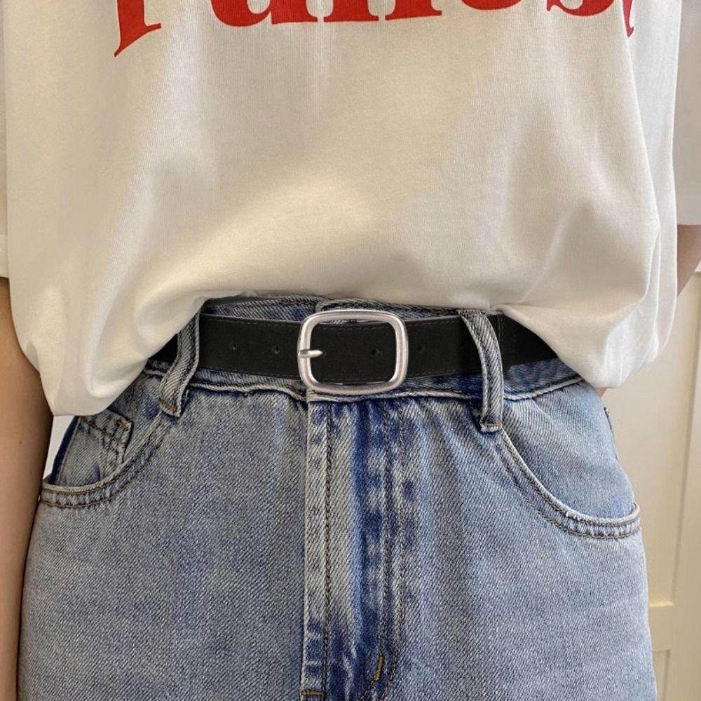 Fashion Jeans Decor Suede Belt Width Silver Square Buckle Pu Waistbands Fashion Korean Style Trouser Decoration Dress Decoration