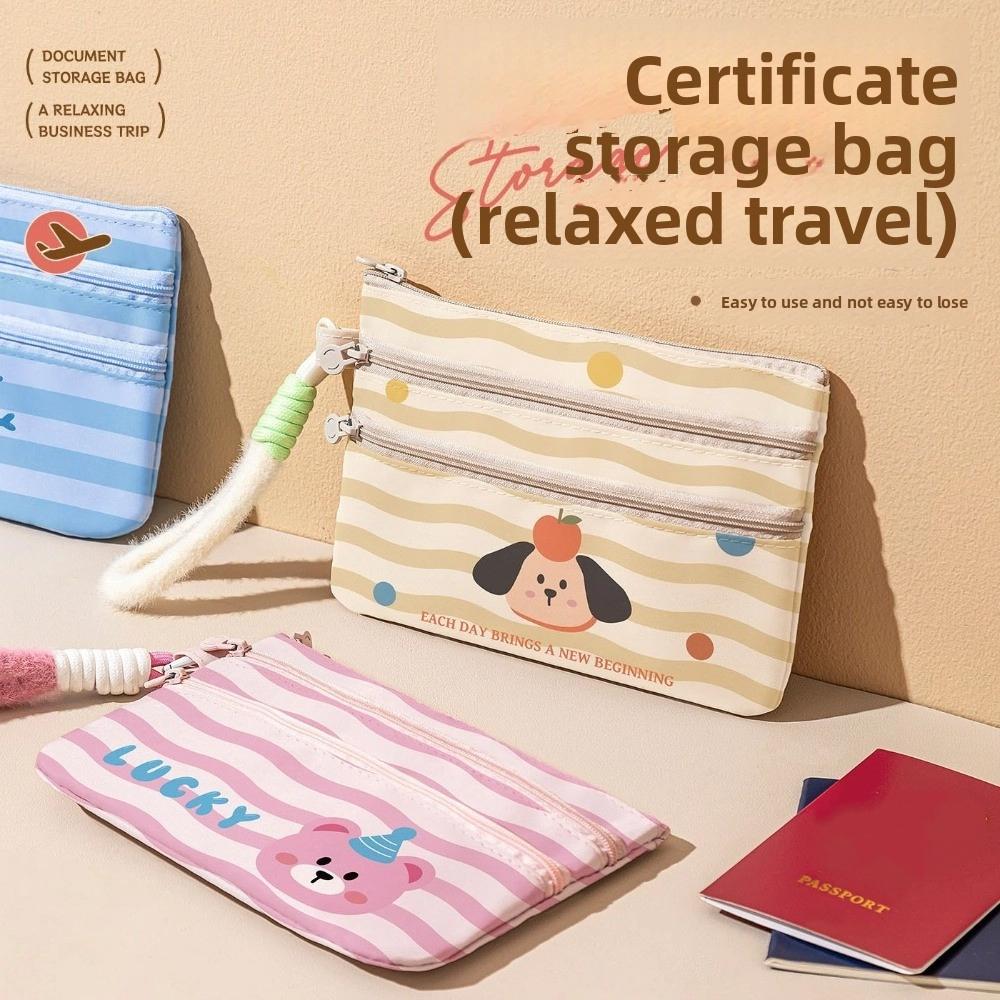 

Oxford Cloth ID Card Bag Three Layer Card Holder Handbag Cute ID Storage Bag Boarding Pass синій