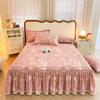 3pcs Printing Ruffled Edge Soft Comfortable Breathable Bed Skirt Set All-season Availability,  Mattress Cover, Printing Bedding Set, for Bedroom