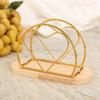 Portatovaglioli Design a Cuore, Supporto da Tavolo in Filo Metallico con Base in Legno per Bancone Cucina Tavolo da Pranzo Espositore