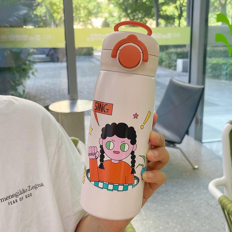 New Bounce Direct Drink Thermos Cup Cartoon Colorful Girl Good-looking Student Children Cute Portable Insulation Cup