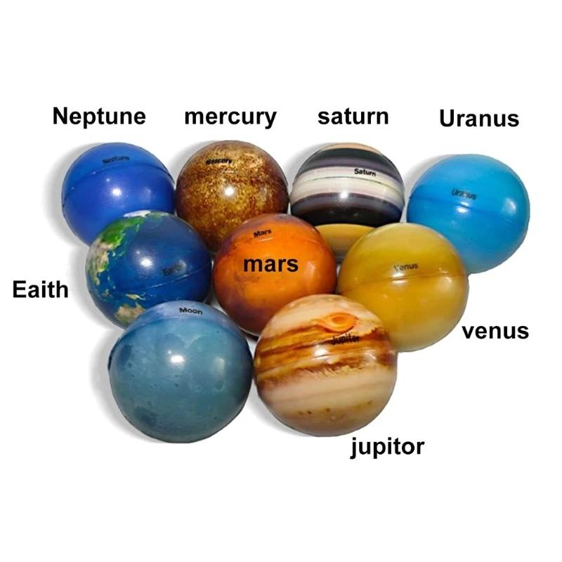 9/12Pcs Pu Earth Sponge Ball Toy Hand Wrist Exercise Squeezing Foam Ball Educational Gift Planets Sponge Globe Decompression Toy