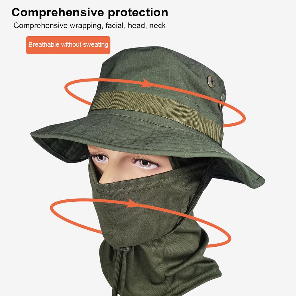 1Pcs Sun Cap Fishing Hat Outdoor Full Face Cover Summer Anti UV Hiking Hat With Mask Mountaineering Fisherman's Hat Women Men