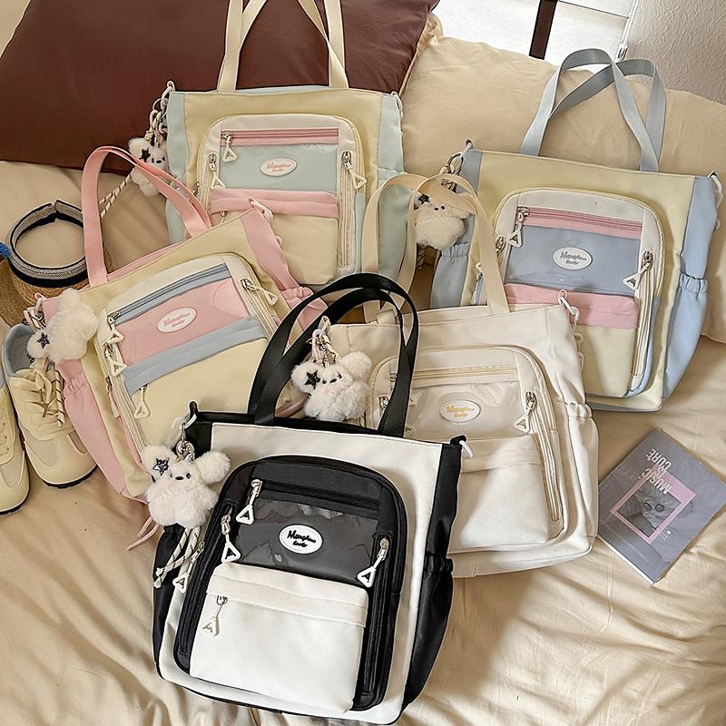 Torba crossbody w kontrastowym kolorze Damska torba na ramię o dużej pojemności Torba na książki dla studentów