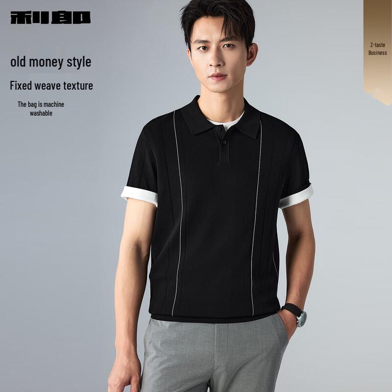 Lilang Men s Slim Fit Jacquard Knit Polo Shirt 180/92A