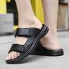 Outdoor Men Slippers Leather Lightweight Flip-flops Summer Casual Beach Sandals Male Flat Non-Slip Comfort Classic Lazy Slides
