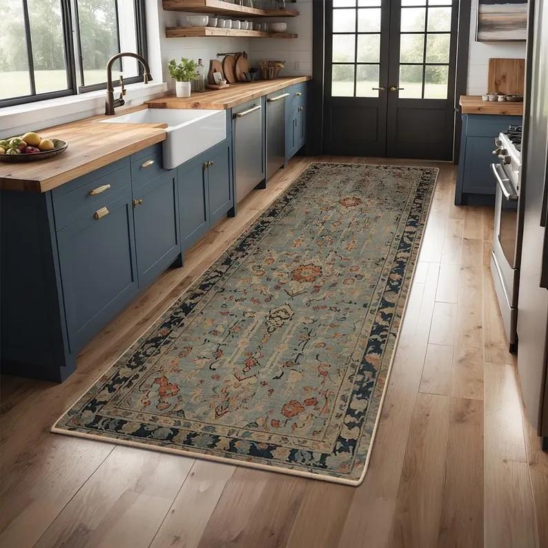 

Килимок-доріжка з низьким ворсом, придатний для машинного прання - Нековзкий килимок для підлоги на кухню, в пральню, коридор, передпокій - Безпечний для тварин та дітей - Класичний для дому 40X60CM