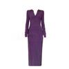 Wrap the Buttocks To Show the Figure, Feminine Polo Knitted Dress, Slim and Thin V-neck Purple Versatile Long Skirt In Autumn and Winter
