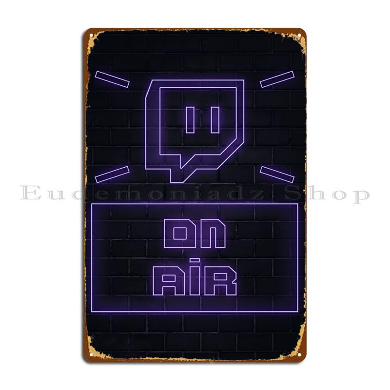 Twitch Неоновый Логотип Металлические Вывески Персонаж Персонализированный Гостиная Постер Кино Жестяной Знак Постер 20x30cm