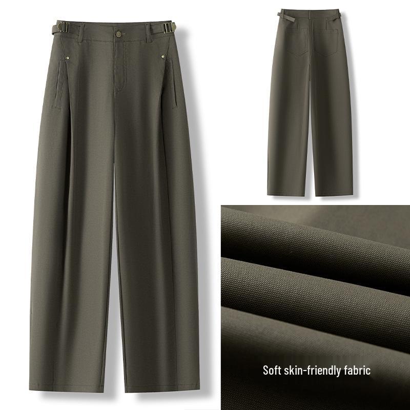 Women's High-Waisted Wide-Leg Cargo Pants – New 2026 Spring & Autumn Style, Loose, Slimming, Casual Fit.