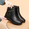 Microfiber Leather Mother Cotton Shoes Winter Velvet Warm Middle-aged and Elderly Women Flat Boots Non-slip Side Zipper for the Elderly
