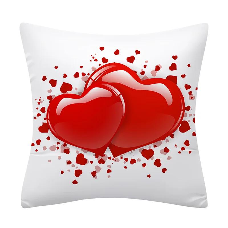New Pink Red Lover Pillowcase Love Heart Balloon Cushion Cover Modern Nordic Simple White Sofa Bed Throw Pillows Decor Home