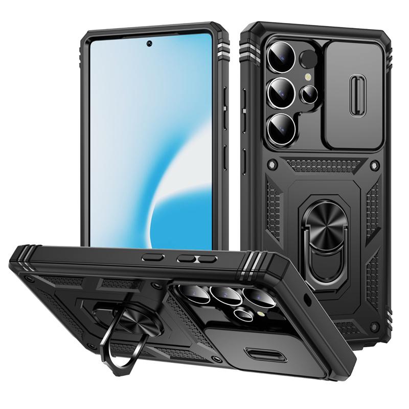 Heavy Duty Armor Phone Case For Samsung Galaxy S25 S24 S23 S22 S21 Ultra S20 FE Plus Note 20 Ultra Lens Protect Ring Stand Cover