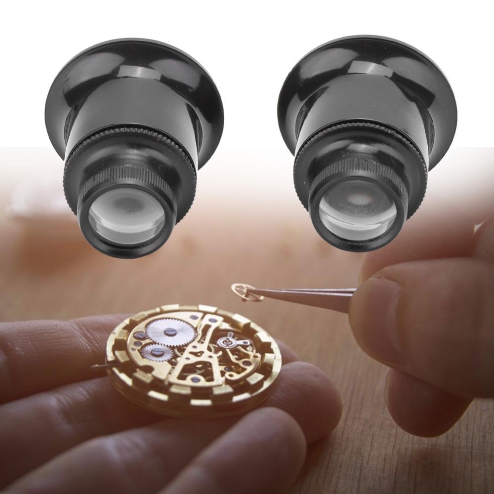 2Pcs Handheld Design Jewelers Loupe Close Focus Viewing Watchmaker Loupe for 20X Jewelers