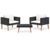 Day and Night - Day and Night 3-piece Garden Furniture Set and Black Synthetic Rattan Cushions