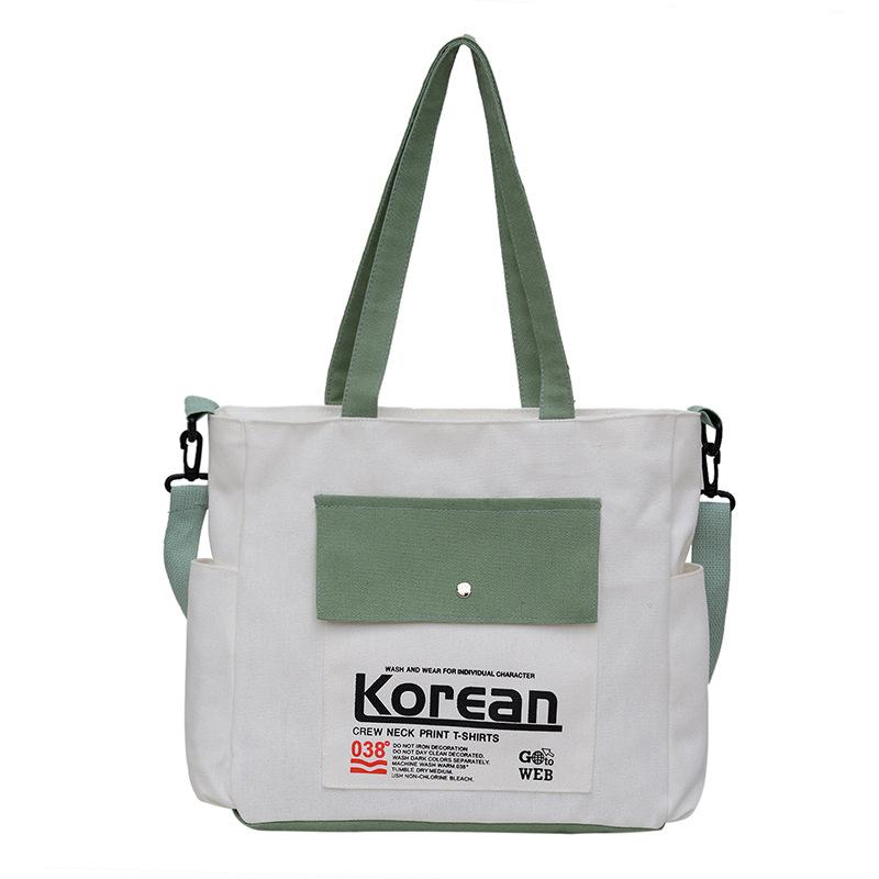 

Простая женская холщовая сумка для ношения в руке Новая модная универсальная сумка-мессенджер через плечо Большая вместимость студенческая сумка-подмышка для поездок на работу one size fits all зелёный