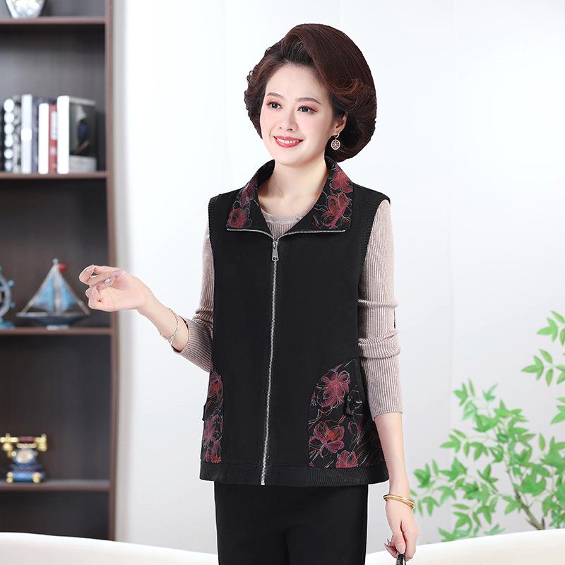 Grandma's Casual Zipper Vest for Elderly Women - Spring/Fall Style