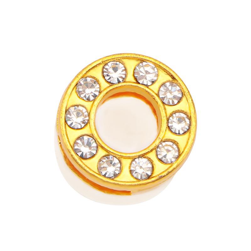 New Gold Letter Alphabet Shoes Charms Metal Button Rhinestone Crown Shoe Decorations Garden Shoes Accessories for Women Man 1PCS