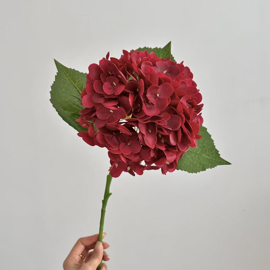 1pcs Fake White Flowers Artificial Silk Hydrangea Flowers Bouquets Faux Hydrangea Stems for Home Table Centerpieces Wedding Party Decoration (White)