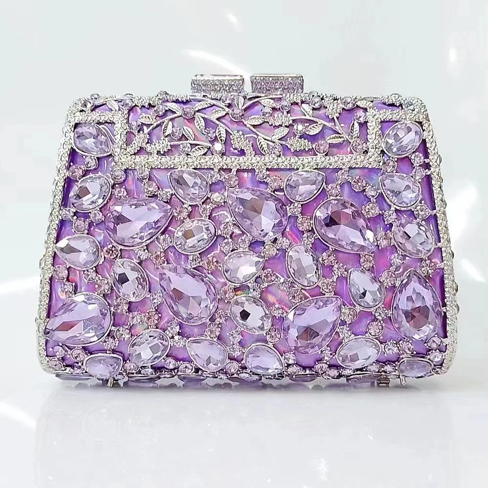 Large Blue Stone Evening Bag Rhinestone Clutch Purse Women Luxury Wedding Purse Bridal Party Formal Crystal Handbags Diamond