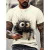 Men's Summer Comfortable Fashionable T-shirt Soft Breathable Skull  Animals Portrait Colorful 3d Printing Round Neck Short Sleeved T-shirt