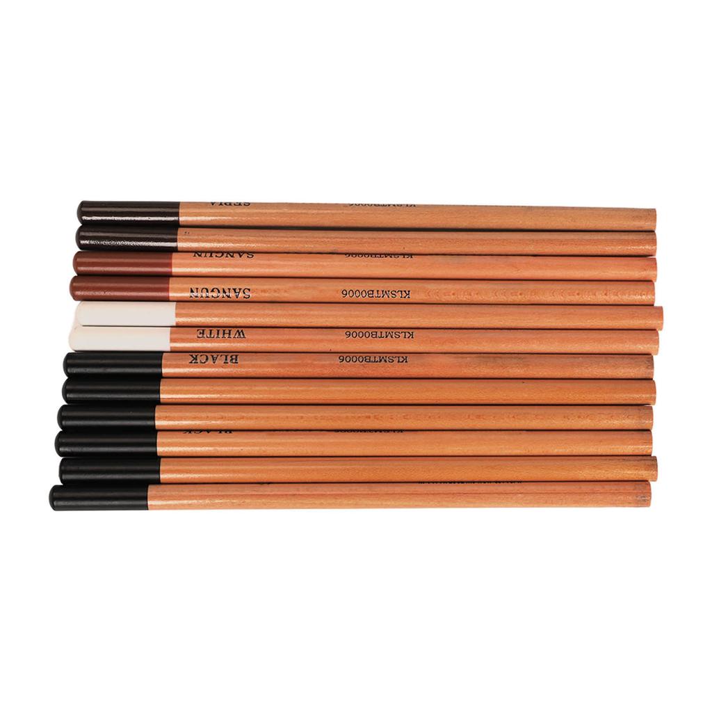 12 st Träfodrade Blyertspennor Rena Professionella Kolritningspennor för Konststudent