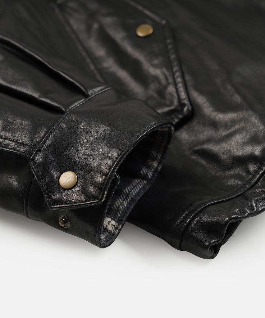FRIZMWORKS Waxed Cowhide Buddy Harrington Jacket _ Black