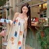 Bohemian Color Suspender Dress Women Summer Small Seaside Vacation May Day Outings Wear Long Skirt