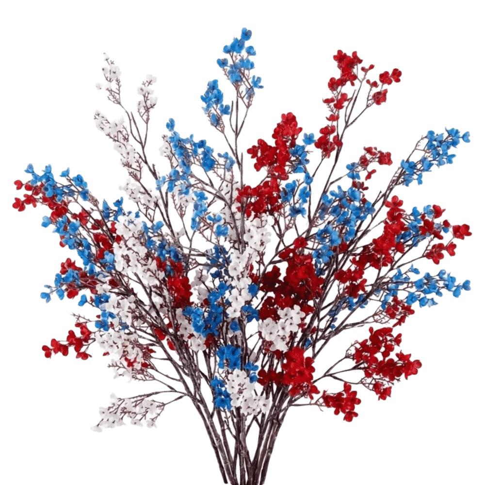 

3pcs Set Artificial Gypsophila Bouquet Tricolor Red White Blue Home Decoration Restaurant 3pcs
