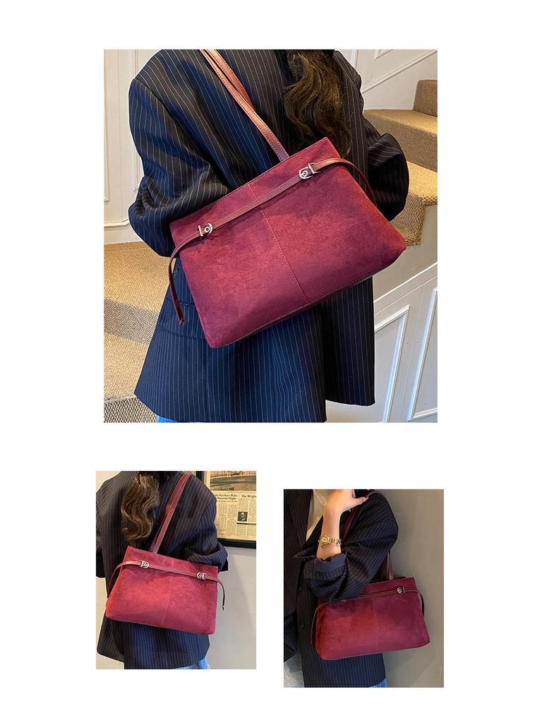 Retro Wildleder Damen Umhängetasche - Große Kapazität, Lässiger Pendlerstil