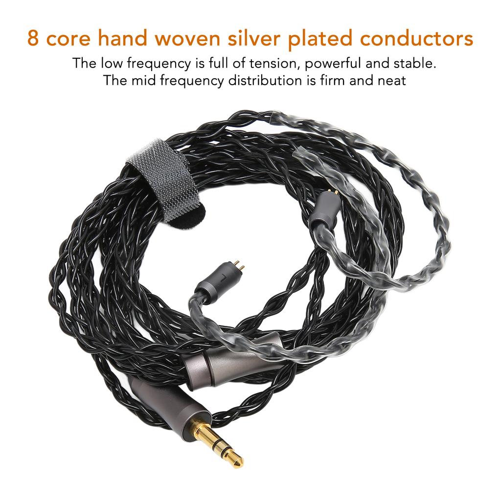 3.5mm Headphone Cable 8 Core Silver Plated 3.9ft 2Pin Headphone Cable for MP3 MP4 Headphones