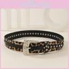 Fashion Leopard Print Pattern Rhinestone Metal Buckle Decoration Women Wide Belt For Streetwear Fashion