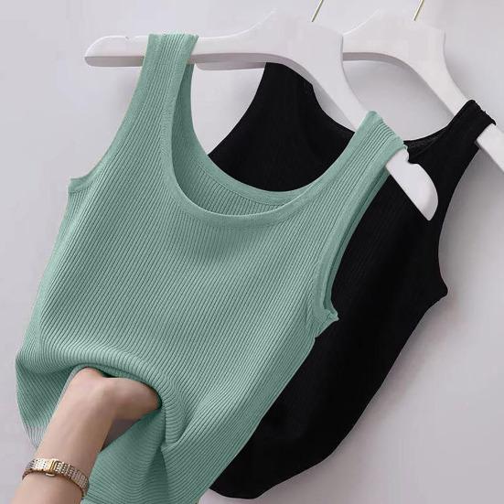 Women Vest Sleeveless Solid Color Sexy Summer Washable Anti-fade Oversized Tank Top Beach Clothing