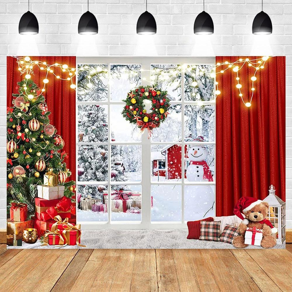 Christmas Photography Background Custom Christmas Tree Fireplace Poster Family Portrait Children Carnival Party Banner Decor