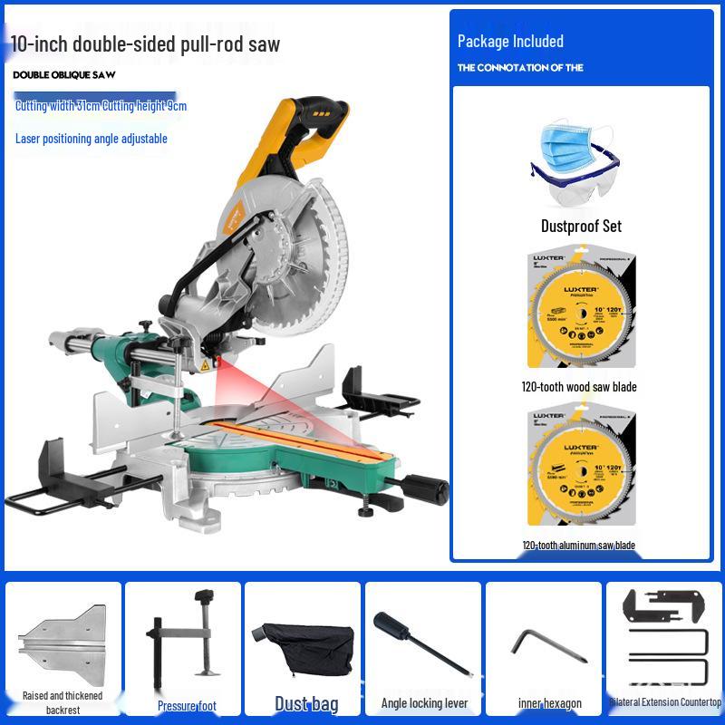 LUXTER 10" Sliding Compound Miter Saw for High-Power Wood and Aluminum Cutting