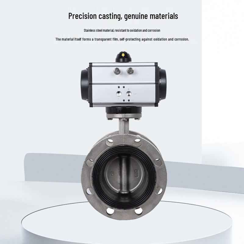 Stainless Steel Pneumatic Flanged Butterfly Valve for Sewage Treatment, Ductile Iron, EPDM, D641X-16Q