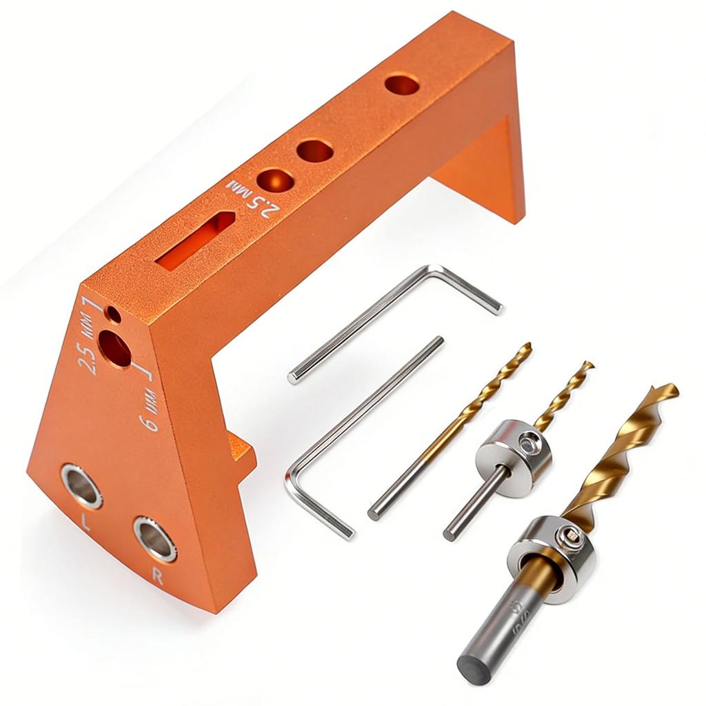 Undermount Drawer Slide Drilling Guide Kit Include Aluminum Alloy Angle Guide 6mm 2.5mm Brad Point Drill Bits Stop