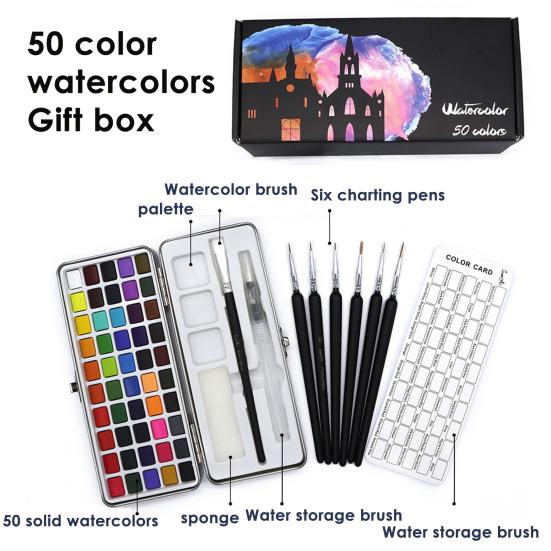 1 Set Solid Watercolor Set Solid Concentration 50/72/90 Colors DIY Portable Artist