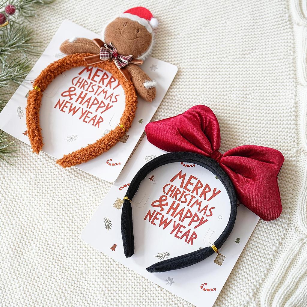 3D Bear Bow Plush Headband & Cute Hair Clip for Women - Korean Forest Style Fairy Face Washing Accessory