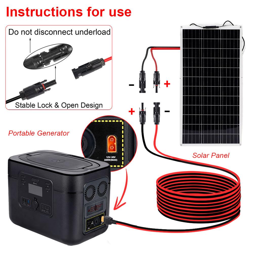 

XT60 Female Head Photovoltaic Chain Wiring Solar Panels Charging Cable 6 Meters 12AWG For Car Chargers Solar Generators PCV 6M United States